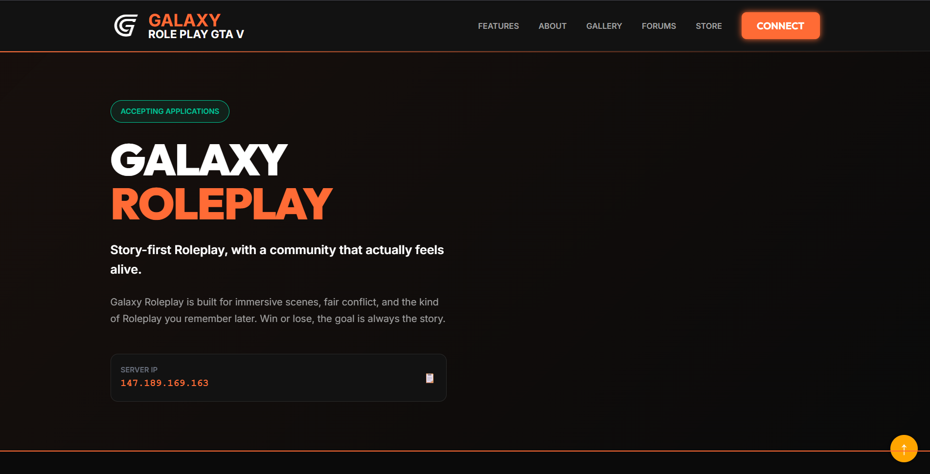 Galaxy RolePlay community website homepage